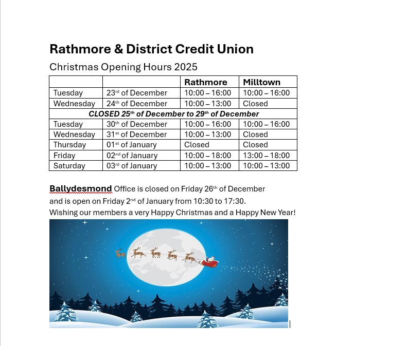 Christmas Opening Hours 2025